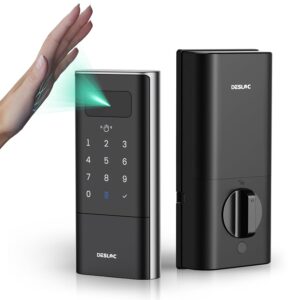 DESLOC Smart Lock K140 Plus with Palm Vein Recognition, Keyless Entry Door Lock with Keypad Deadbolt, App Control, Auto Lock Digital Door Lock for Front Door with Mechanical Key...