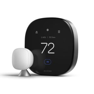 ecobee Smart Thermostat Premium with Smart Sensor and Air Quality Monitor - Programmable Wifi Thermostat - Works with Siri, Alexa, Google Assistant, Black