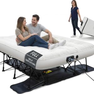 Ivation EZ®-Bed (Full) Inflatable Air Mattress with Frame & Built-in Pump - 3 Min Self Inflate/Deflate - Raised Blow up Bed with Legs, Auto Shut Off, Premium Coil Design,...