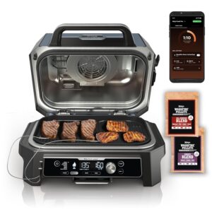 Ninja OG951 Woodfire Pro Connect Premium XL Outdoor Grill & Smoker, Bluetooth, App Enabled, 7-in-1 Master Grill, BBQ Smoker, Outdoor Air Fryer, Woodfire Technology, 2 Built-In...