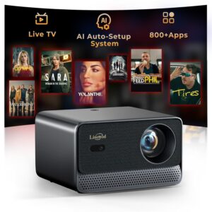 Projector with WiFi and Bluetooth: [1800 ANSI/Ai Auto Focus/800+ Apps/Compatible with Netflix] Outdoor-Projector 4K Support 1080P Smart Live TV Movie Lisowod L03Pro Projector...