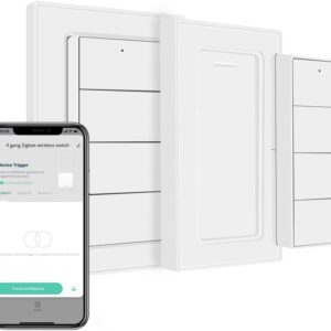 Wireless Zigbee Smart Button, 4-Way Remote Control Button Switch for Smart Home Devices, Scene Controller, Compatible with Tuya, Home Assistant, Homey, Hubitat, Requires Tuya...