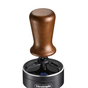 X5 Pro Smart Espresso Tamper - 53mm, 25-35lb Adjustable Pressure for Home Baristas & Cafes, Rechargeable with Anti-Skew Design, 1000+ Tamps per Charge, Walnut Handle